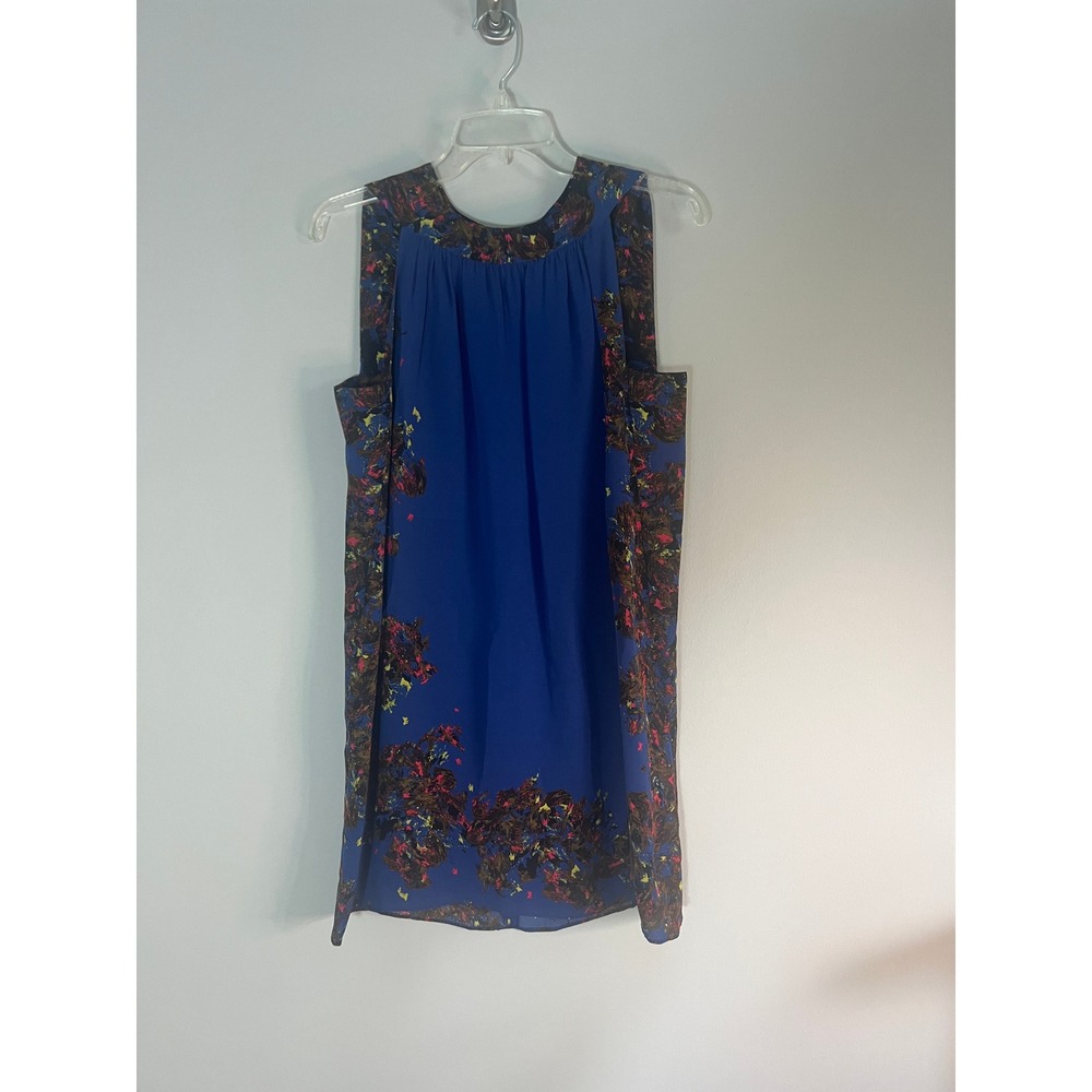 Erdem Blue Floral Sleeveless Shift Dress‎ Mini Painterly Print US 6 UK 10